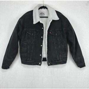 Vintage Levi's Sherpa Lined Jean Jacket Type 3 Mens M Black 90s USA Denim‎
